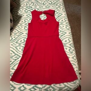 Red skater girl style dress with pockets